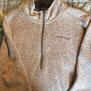 Eddie Bauer Men's Heathered Gray Zip-Up Sweater